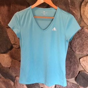 E3 - Blue V neck ADIDAS athletic t shirt top size Small